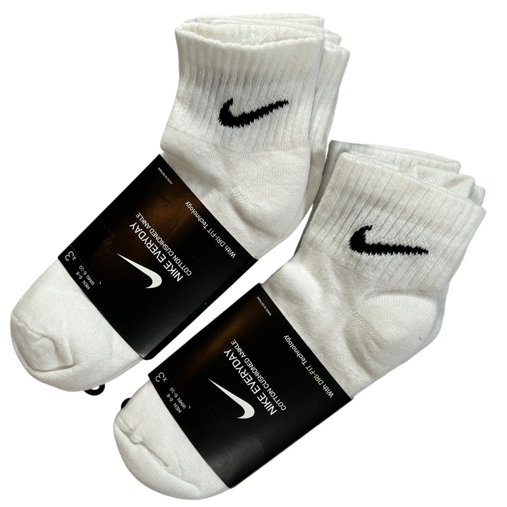 Nike Everyday Cotton Cushioned Ankle Socks 2-Pack White 2019 Size M